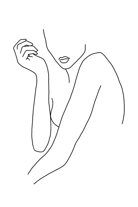 Minimalist Woman One Line Art Drawing Digital Illustration Line Art