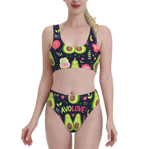Haiem Avocado Love Women S Bikini Set Two Piece High Waisted Bathing Suit With Square Neck And
