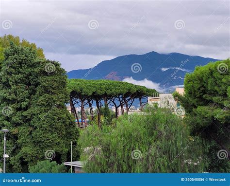 Beautiful Shot Of The Pompeii Ruins Italy With Mountains In The