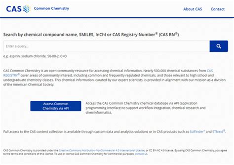 cas common chemistry   expanding access  trusted chemical
