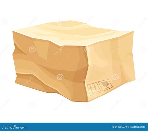 Crumpled Cardboard Box With Corrugated Sides As Packaging And Shipping