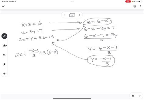 Solved Solve The System Of Equations X Z 6 Z 3y 7 2x Y 3z 15