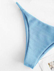 ZAFUL Textured Tie String Bikini Swimwear In LIGHT BLUE ZAFUL 2025