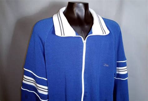 80s Christian Dior Monsieur Sz Large White Blue Gray Track Etsy