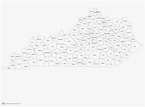 Download Kentucky Counties Outline Map - Kentucky County Map ...