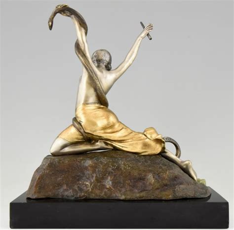 Art Deco Bronze Nude Snake Dancer Deconamic