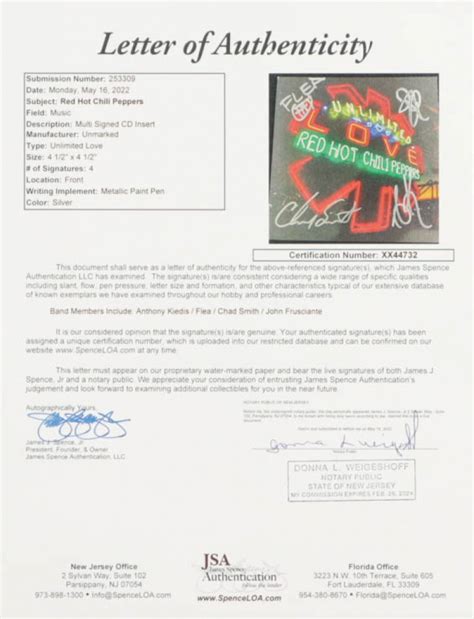 Red Hot Chili Peppers Signed Unlimited Love Custom Framed Cd Display Jsa Pristine Auction