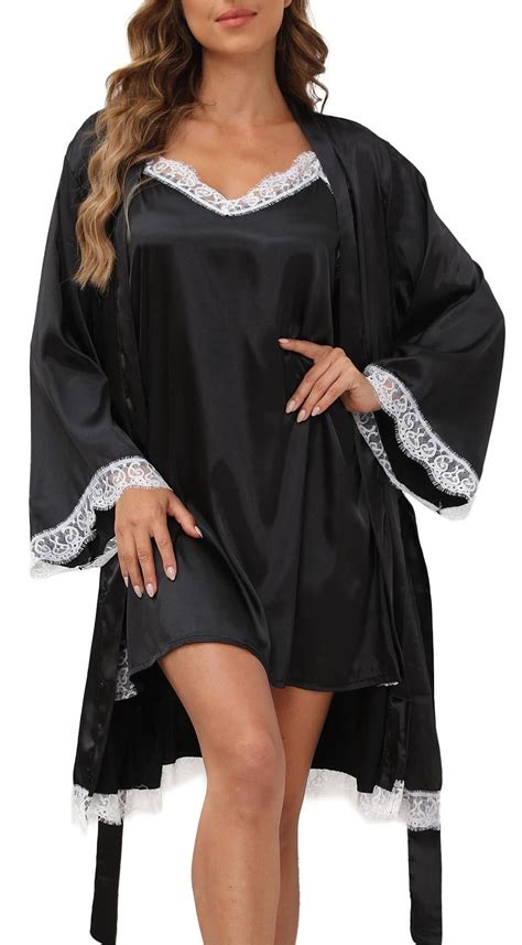 Sexy Lingerie Putuo Lingerie For Women Pcs Lace Cami Nightgown With Robes Plus Size Satin