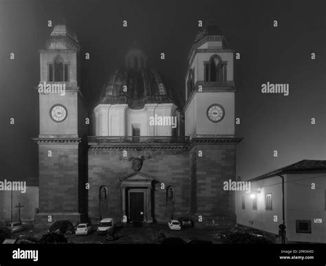 Night View In Black And White Of The Cathedral Of Santa Margherita