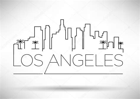 Los Angeles Skyline Silhouette Outline