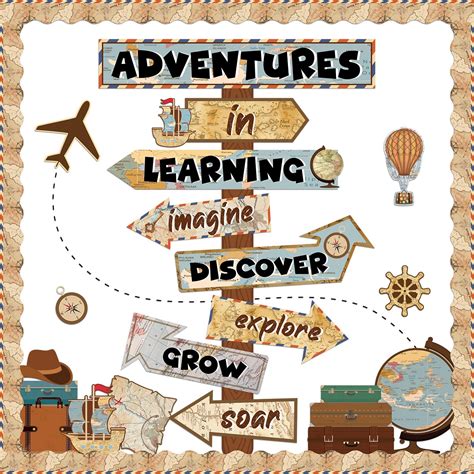 Classroom Theme Sets 78.7ft Travel The Map Bulletin Board Border Let's