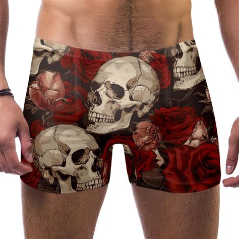Swim Jammers For Men Mens Bikini Swimwear Red Rose Flower Skull Walmart