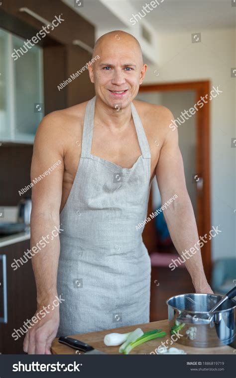 Man Naked Torso Apron Kitchen Stock Photo 1886819719 Shutterstock