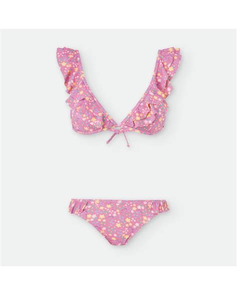 Bikini Mujer Rosa Flores Waterlemon