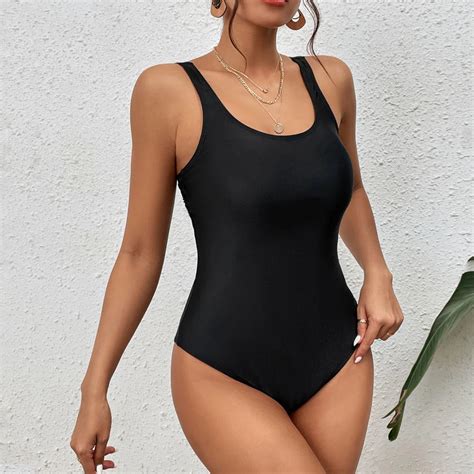 Sexy One Piece Tight Fitting Swimsuit Pure Color Backless Basic Style Bikini Hangzhou Sunra