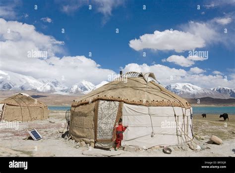 Kirghiz People S Yurts By Karakuli Lake Mt Kunlun In The Distance