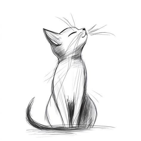 Desenho De Gato Sentado Em Serenidade Inspiração Para Desenhar