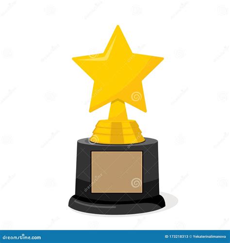 Golden Cinema Hollywood Academy Star Trophy Award Stock Vector