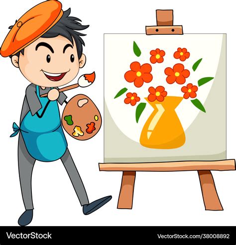 Little artist drawing picture cartoon Royalty Free Vector