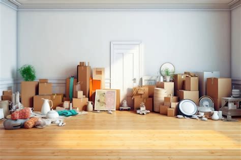 Premium Ai Image Piles Of Cardboard Boxes In An Empty Room Moving And