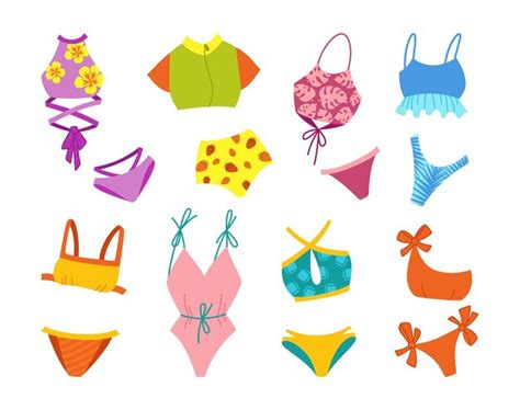 Premium Vector Lingerie And Swimsuit Summer Stylish Cartoon Set