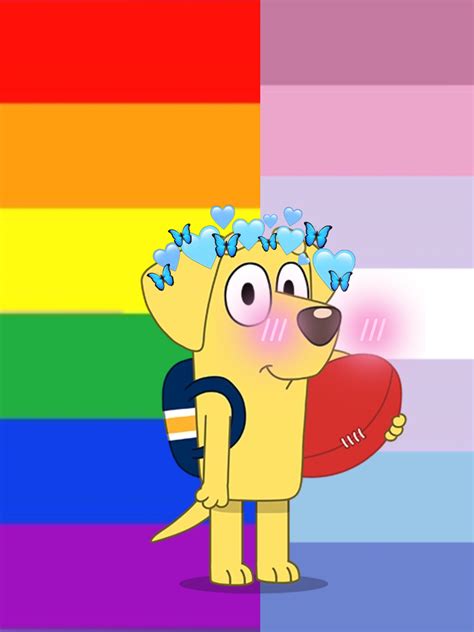 An LGBTQIA+ icon design of Lucky, a character from an Aussie tv show
