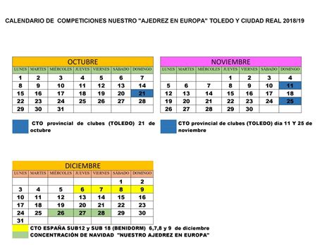 Nuestro Ajedrez En Europa Calendario De Competiciones Y Actividades