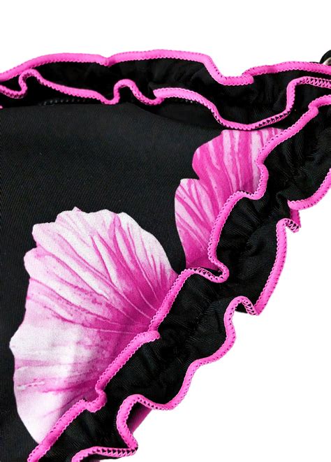 Tie Mid Waisted Floral Print Black Bikini Set Modlily USD 36 98