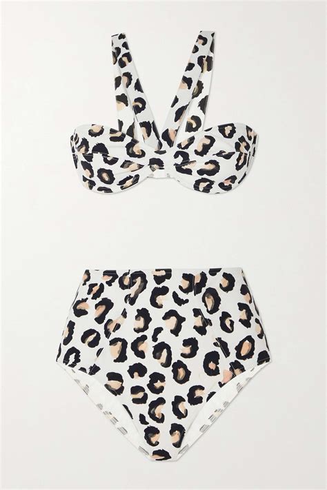 Alaïa Leopard print Underwired Bikini White Editorialist