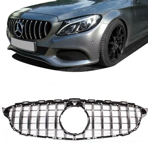 Kühlergrill MERCEDES W205 14 18 SPORT SCHWARZ GLÄNZEND CHROM