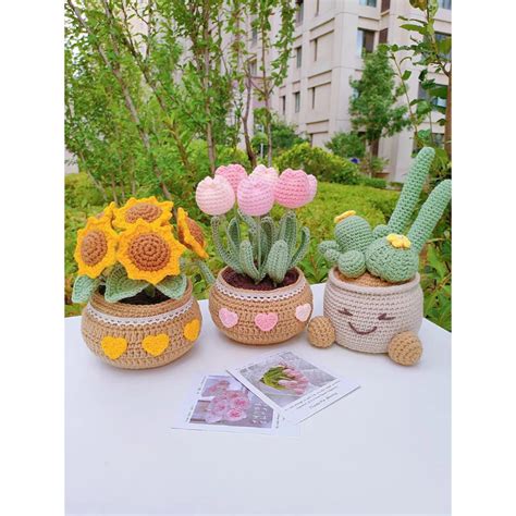 Ch U Hoa Tulip Len Handmade Shopee Vi T Nam