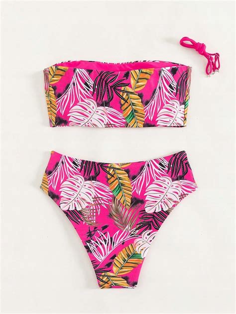 Str J K Pielowy Bikini W Tropikalny Wz R Figi Shein L Oficjalne Archiwum Allegro