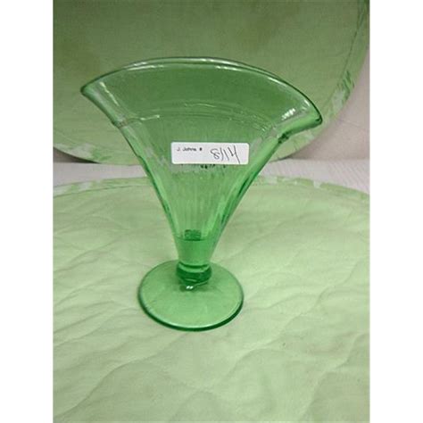 Green Depression Glass Fan Vase