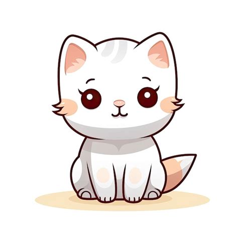 Premium AI Image | Cute Kawaii cat clipart icon white background