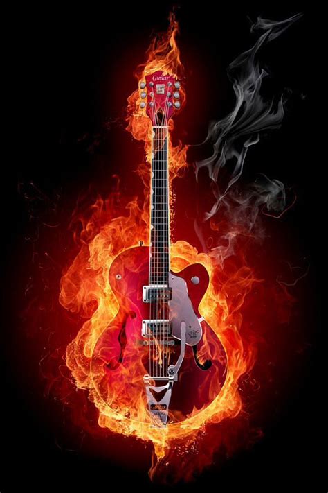 Flames Music Painting Guitar Art Guitar