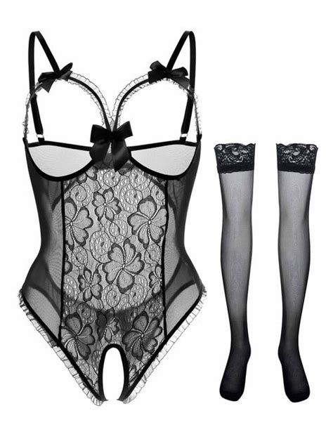 Buy Women S Lingerie Teddy One Piece Lace Babydoll Bodysuit Nightie Plus Size S 3XL Online