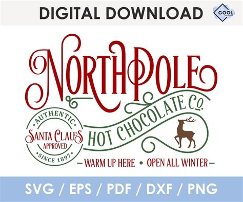 North Pole Hot Chocolate Svg Christmas Svg North Pole Svg Santa