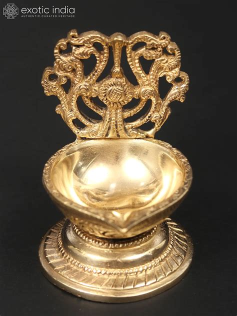 3 Small Stylish Brass Diya Exotic India Art