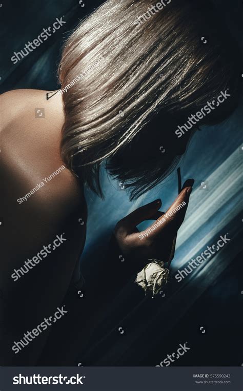 Naked Girl Posing Front Mirror Dry Stock Photo Shutterstock