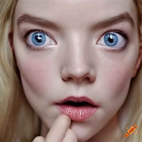 Stunning Portrait Of Anya Taylor Joy With Bright Blue Eyes Looking