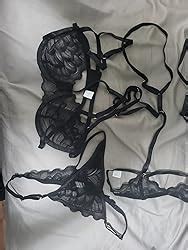 Popiv Womens Lingerie Set Piece Floral Lace Sheer Underwire Choker Lingerie Bra And Panty Set