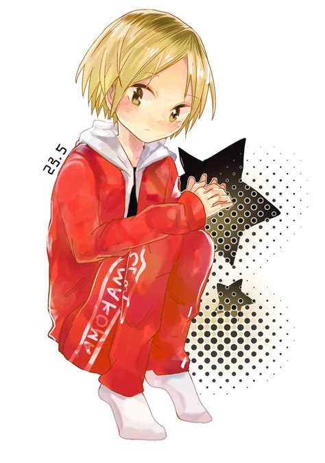Boy Blonde Hair Blush Haikyuu Halftone Highres Kozume Kenma Ku Gu Male Short Hair Solo White