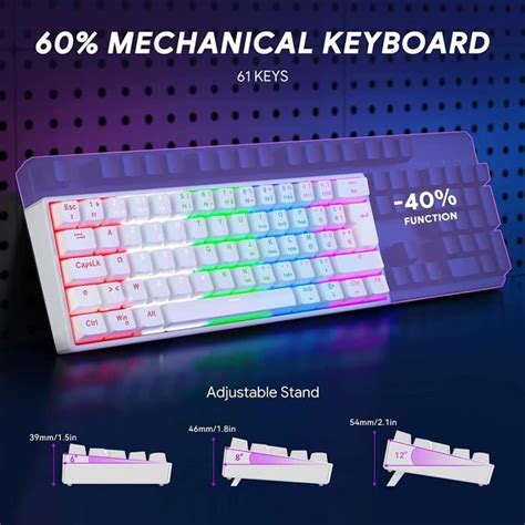 Clavier Gaming Mécanique PC TKL Gamer Clavier de Jeu Filaire AZERTY 60