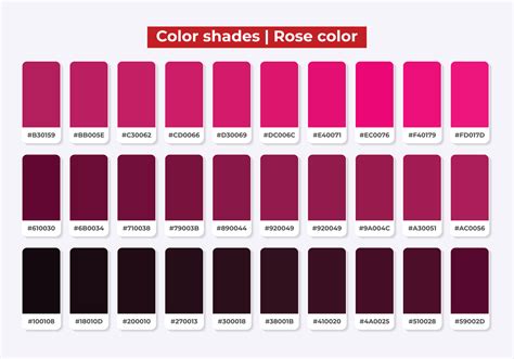 Pink Rose Color Shades With Rgb Hex For Textile Fashion Design Paint