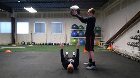 Lying Medicine Ball Partner Chest Pass Youtube