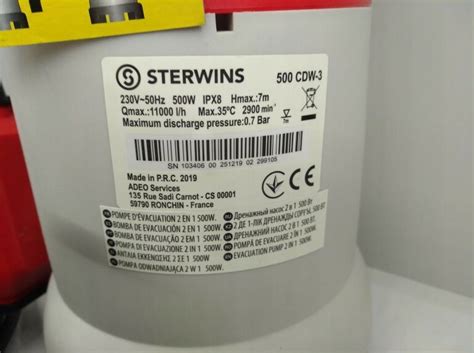 POMPA WODY STERWINS 500 CDW-3 KOMPLET GWARANCJA! - 9791627677 ...