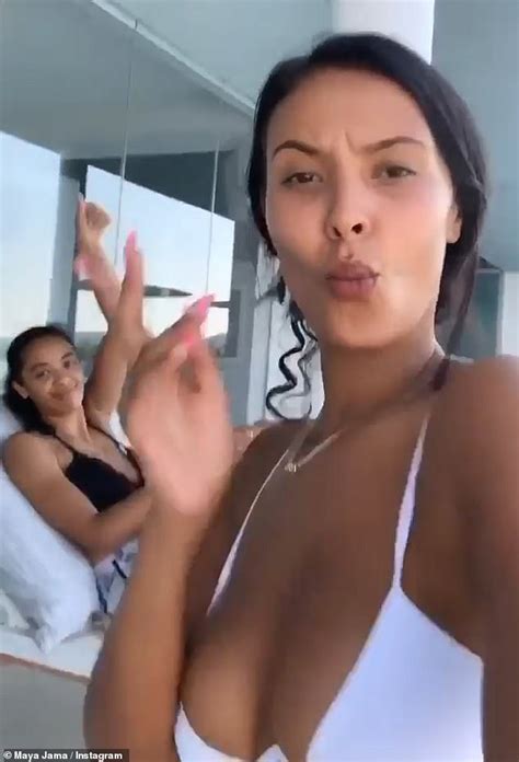 Maya Jama Shows Off Her Eye Popping Cleavage In Sexy White Bikini Daily Mail Online