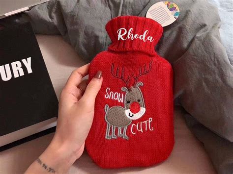 Knitted Hot Water Bottle Hot Water Warmer Bag Christmas Gifts Personalised Hot Water Bottle