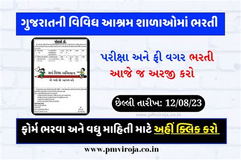 Ashram Shala Bharti 2023 ગુજરાતની આશ્રમ શાળાઓમાં પરીક્ષા વિના કાયમી