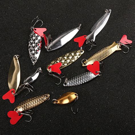 Pcs Fishing Metal Spoon Lure Kit Set Gold Silver Baits Sequins